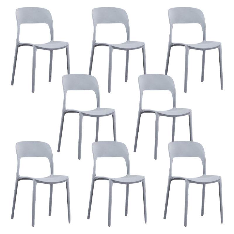 Scandinavian Armless Dining Chairs Plastic Indoor Open Back Side Chair