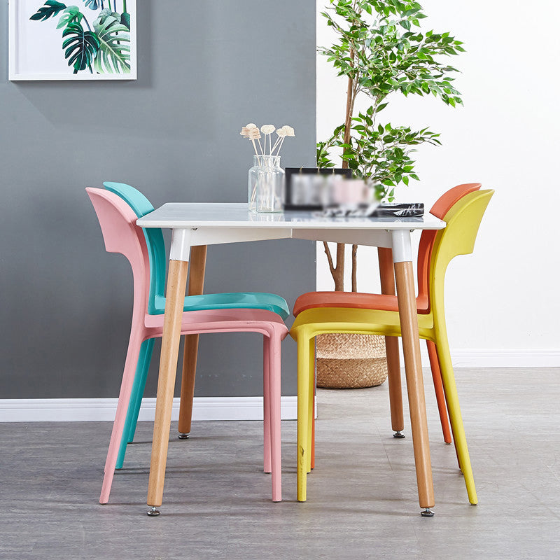 Scandinavian Armless Dining Chairs Plastic Indoor Open Back Side Chair