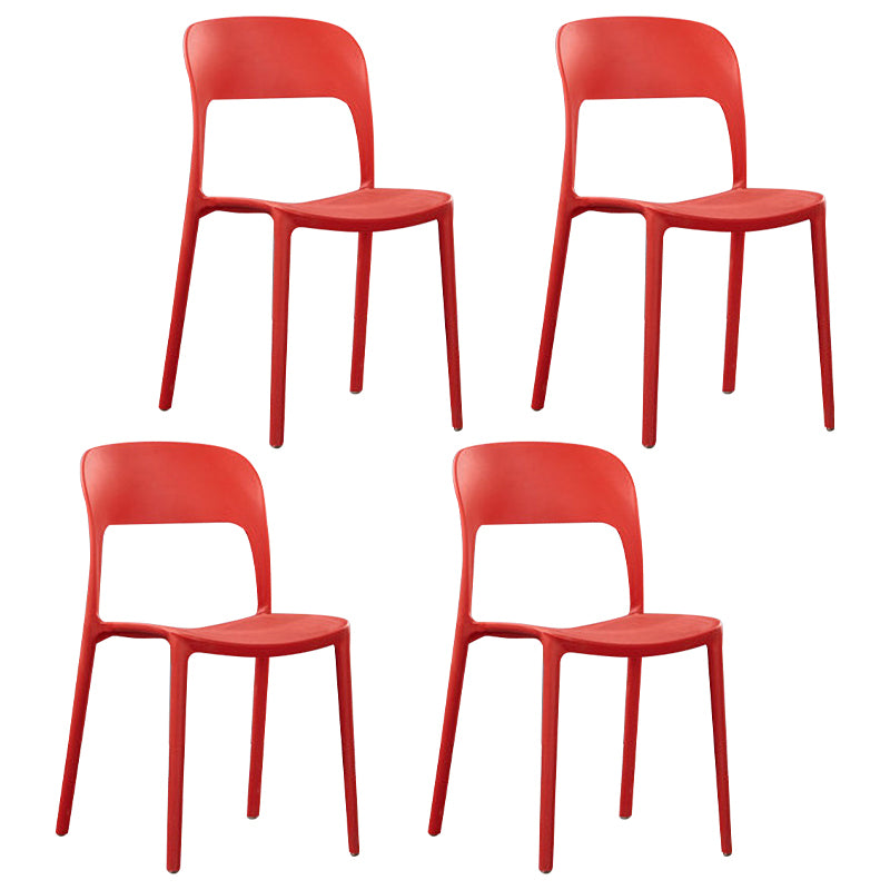 Scandinavian Armless Dining Chairs Plastic Indoor Open Back Side Chair