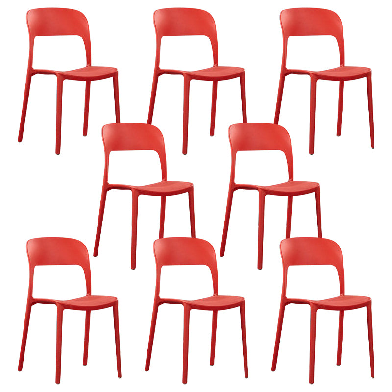 Scandinavian Armless Dining Chairs Plastic Indoor Open Back Side Chair