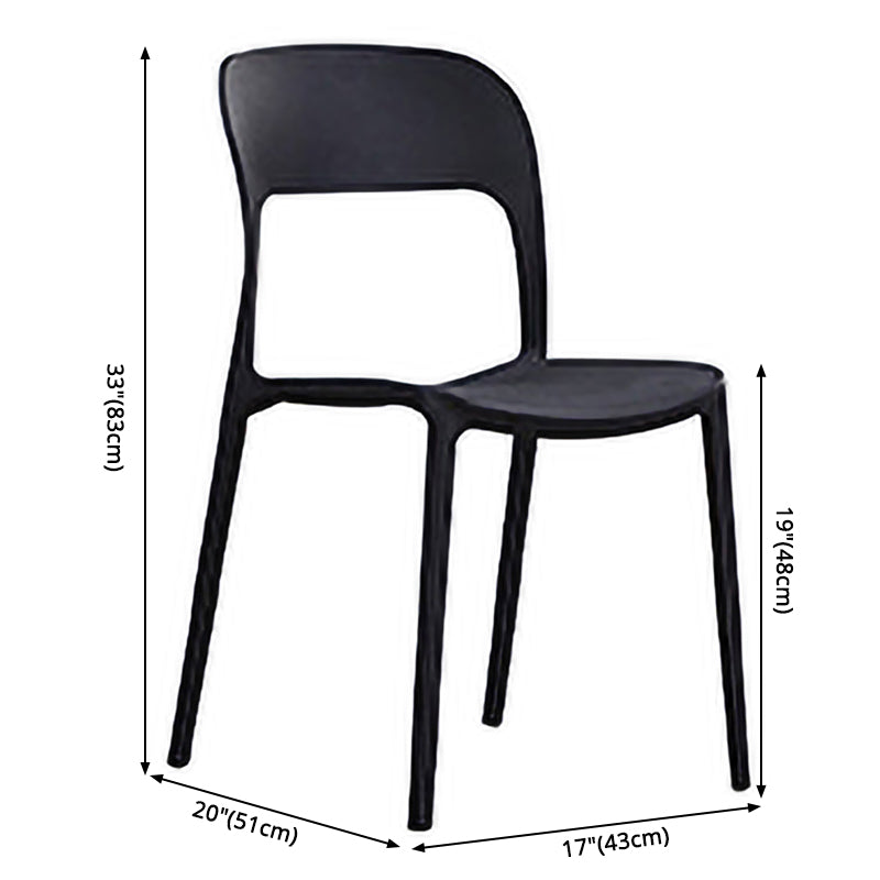Scandinavian Armless Dining Chairs Plastic Indoor Open Back Side Chair