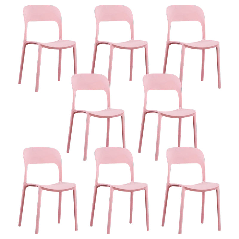 Scandinavian Armless Dining Chairs Plastic Indoor Open Back Side Chair