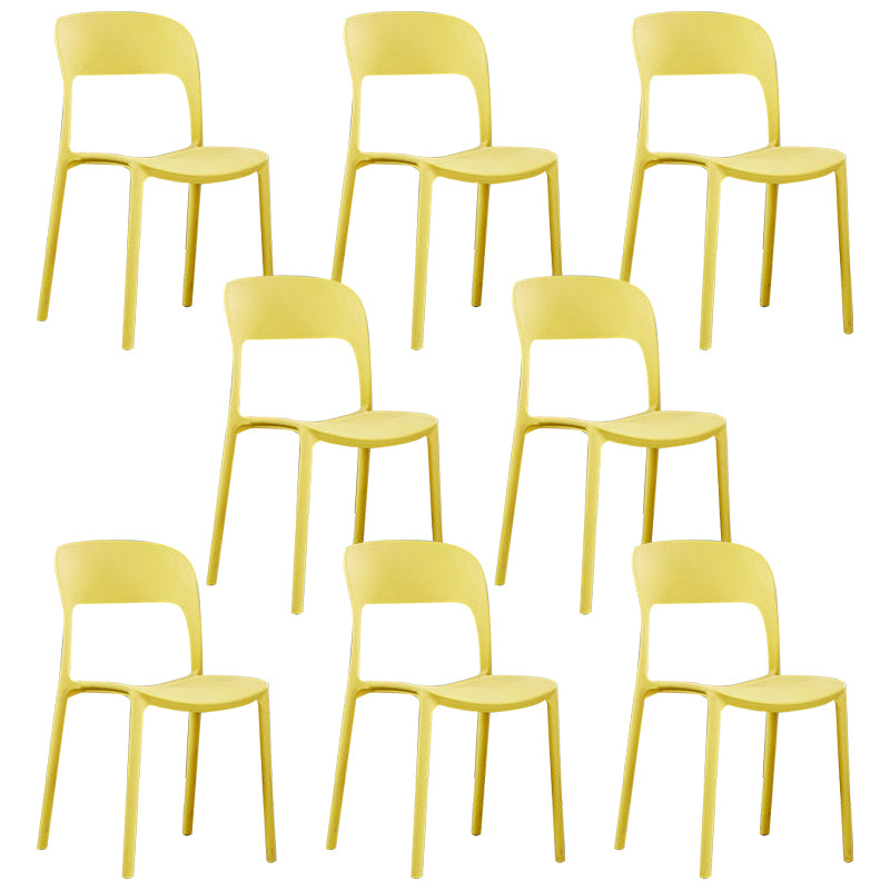 Scandinavian Armless Dining Chairs Plastic Indoor Open Back Side Chair