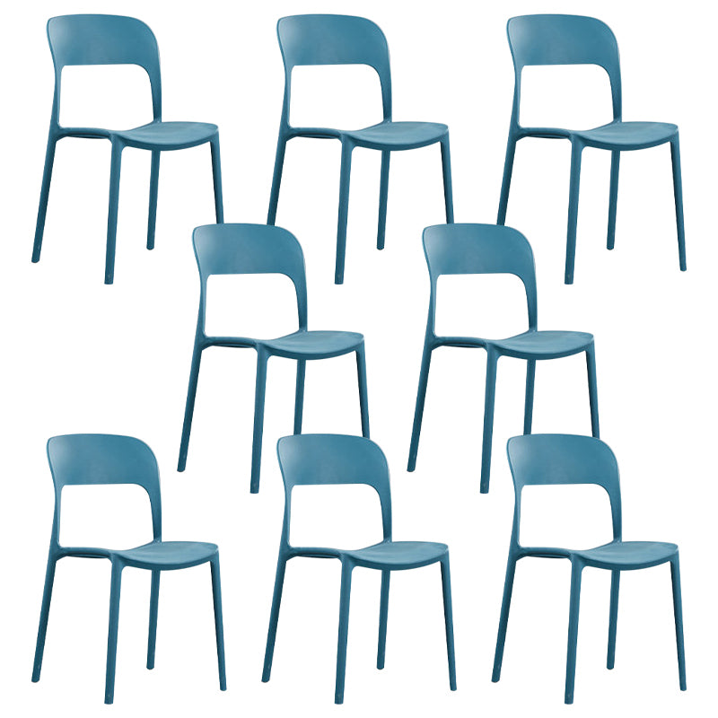 Scandinavian Armless Dining Chairs Plastic Indoor Open Back Side Chair