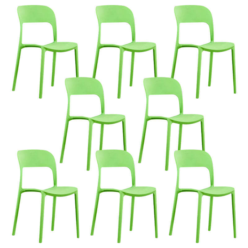 Scandinavian Armless Dining Chairs Plastic Indoor Open Back Side Chair