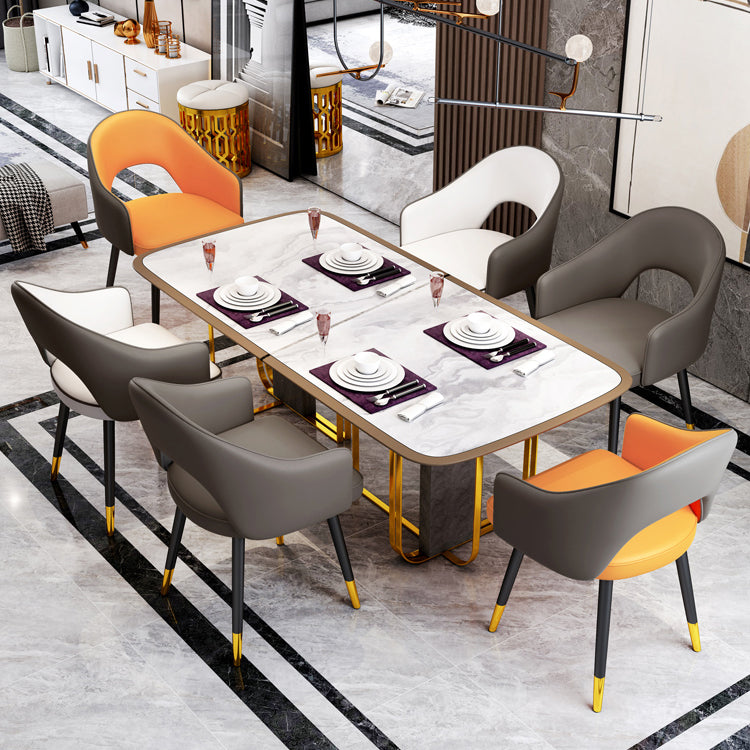 Scandinavian Style Metal Dining Chair Dining Room Open Back Dining Side Chair with Arm