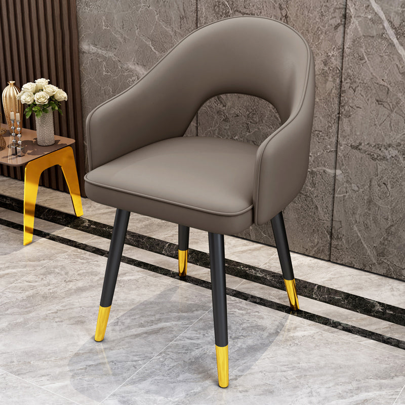 Scandinavian Style Metal Dining Chair Dining Room Open Back Dining Side Chair with Arm