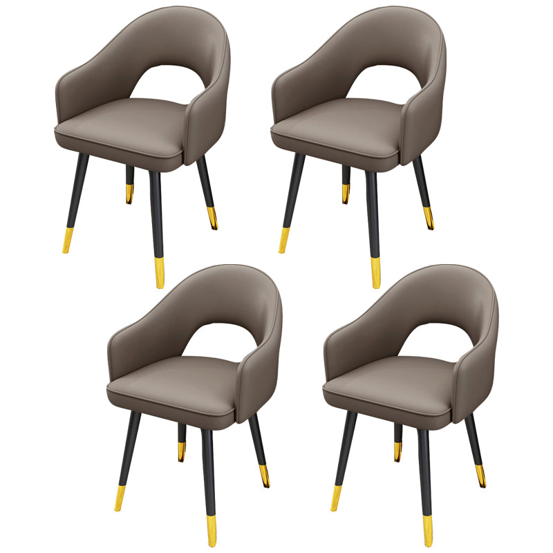 Scandinavian Style Metal Dining Chair Dining Room Open Back Dining Side Chair with Arm