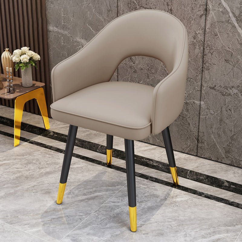 Scandinavian Style Metal Dining Chair Dining Room Open Back Dining Side Chair with Arm