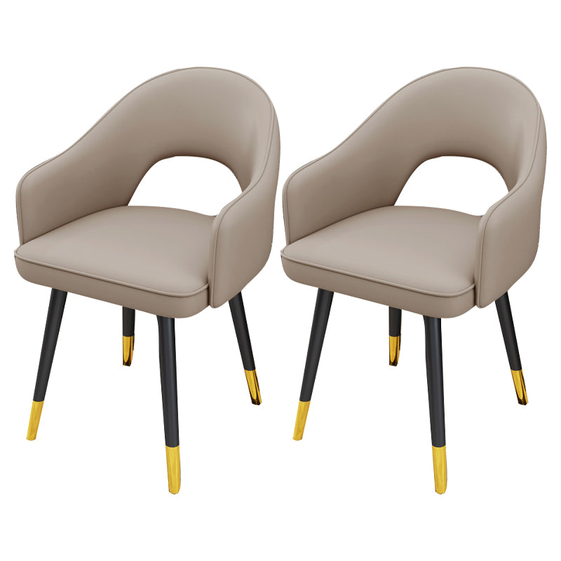 Scandinavian Style Metal Dining Chair Dining Room Open Back Dining Side Chair with Arm
