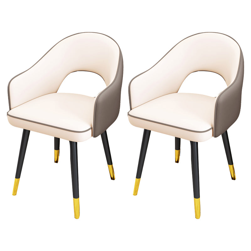 Scandinavian Style Metal Dining Chair Dining Room Open Back Dining Side Chair with Arm