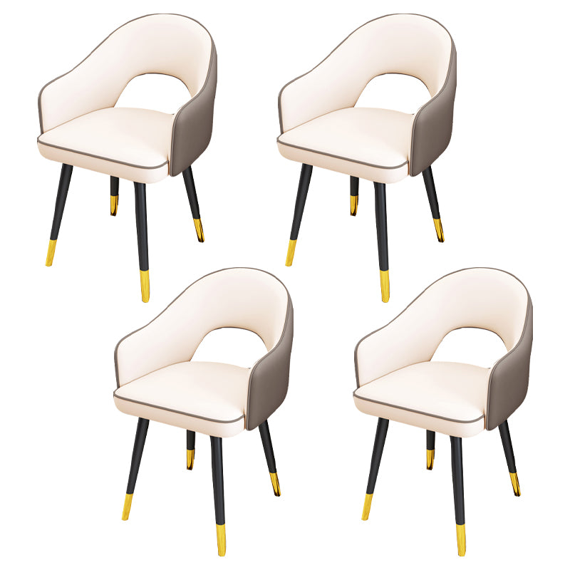 Scandinavian Style Metal Dining Chair Dining Room Open Back Dining Side Chair with Arm