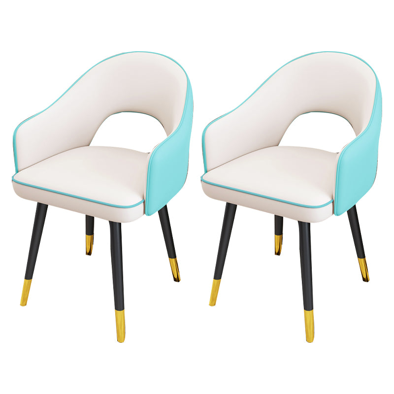 Scandinavian Style Metal Dining Chair Dining Room Open Back Dining Side Chair with Arm