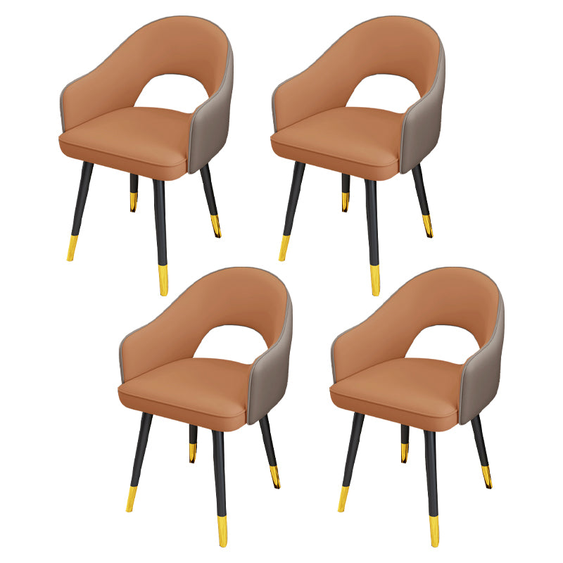Scandinavian Style Metal Dining Chair Dining Room Open Back Dining Side Chair with Arm