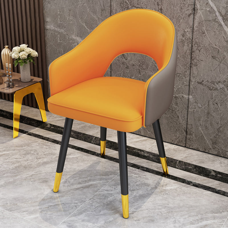 Scandinavian Style Metal Dining Chair Dining Room Open Back Dining Side Chair with Arm