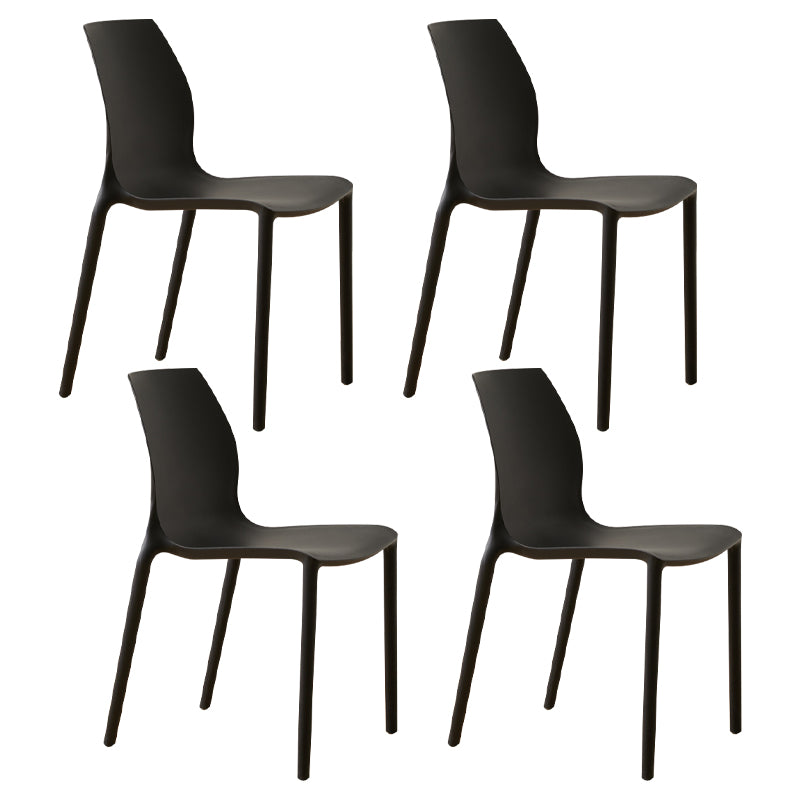 Scandinavian Armless Dining Chairs Plastic Indoor Stackable Solid Back Side Chair