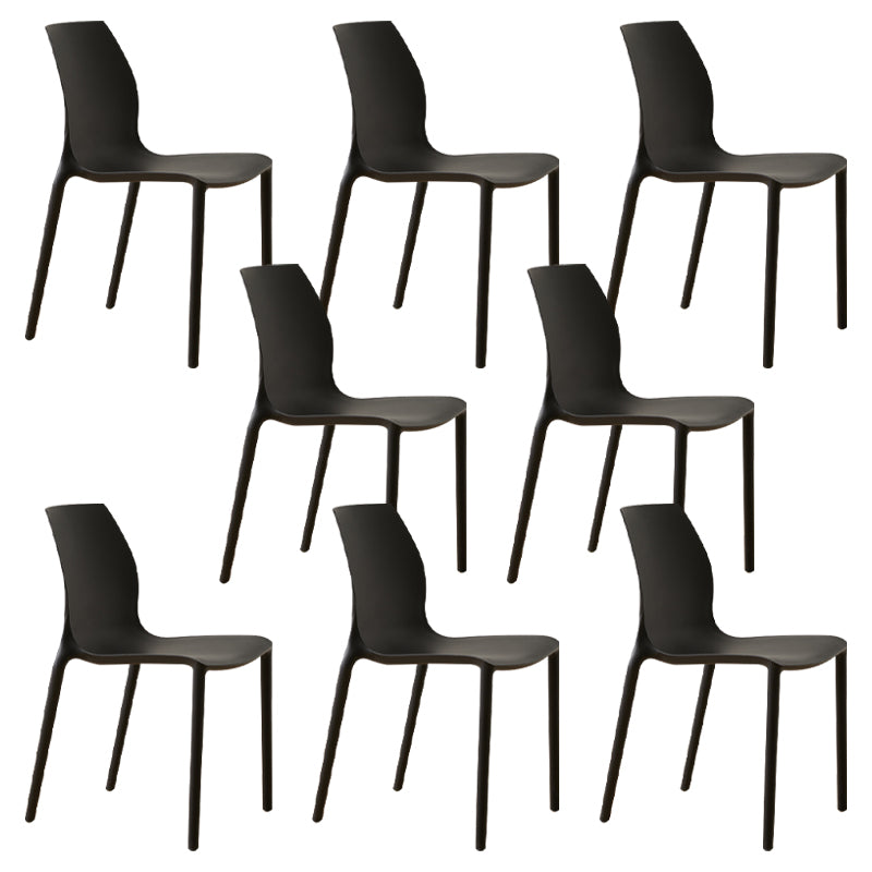Scandinavian Armless Dining Chairs Plastic Indoor Stackable Solid Back Side Chair