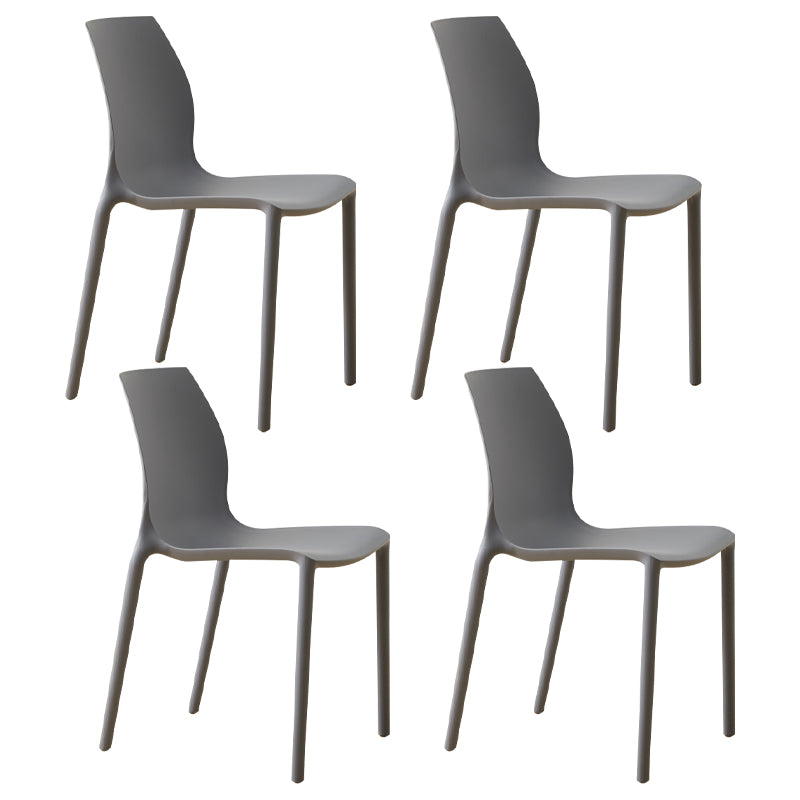 Scandinavian Armless Dining Chairs Plastic Indoor Stackable Solid Back Side Chair