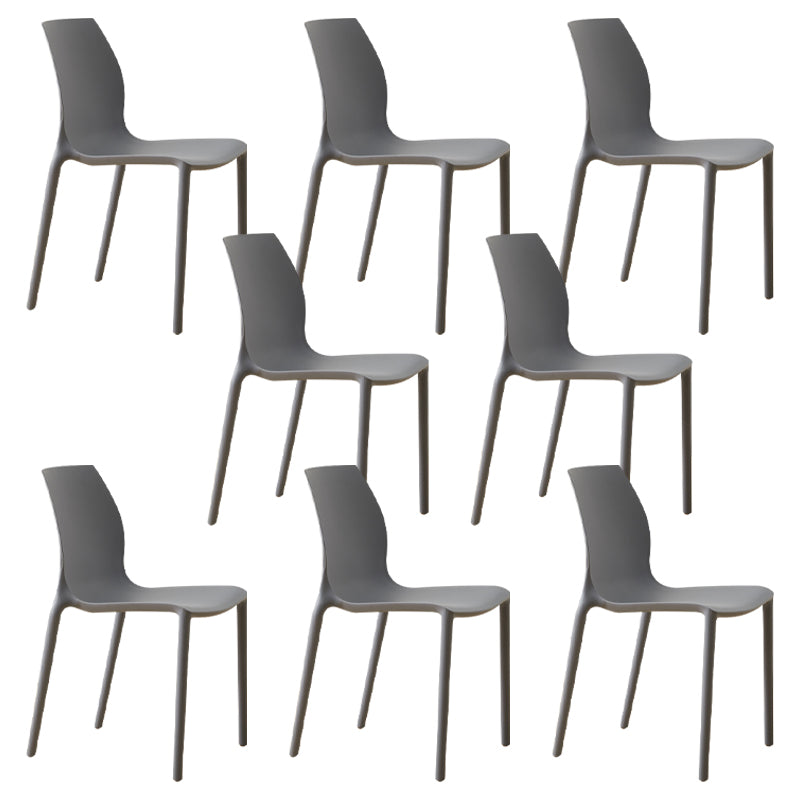 Scandinavian Armless Dining Chairs Plastic Indoor Stackable Solid Back Side Chair