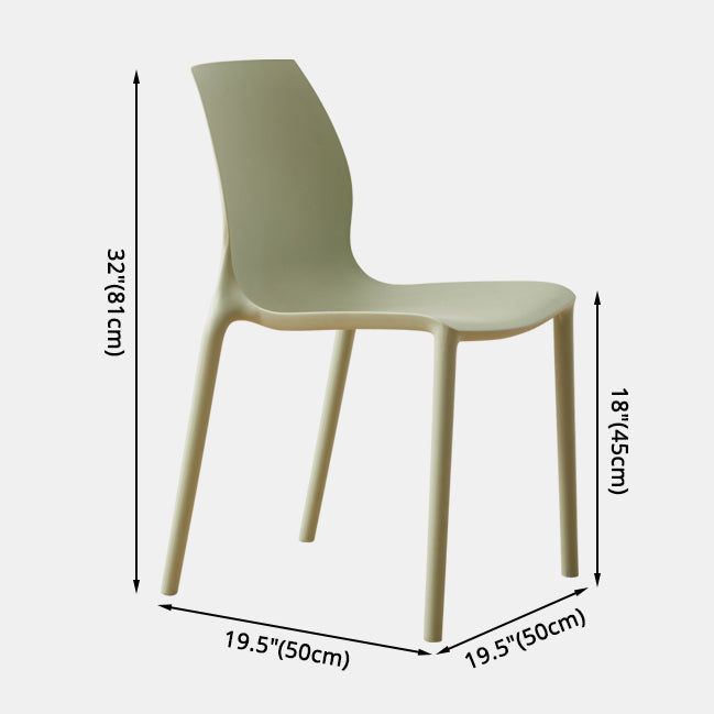 Scandinavian Armless Dining Chairs Plastic Indoor Stackable Solid Back Side Chair