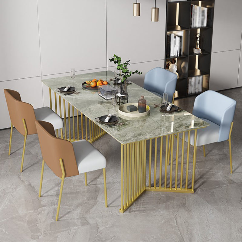 Metal Traditional Luxury Rectangle Table Indoor Table Top Top Fortered en pierre pour la cuisine et la salle à manger