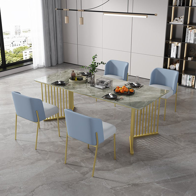 Metal Traditional Luxury Rectangle Table Indoor Table Top Top Fortered en pierre pour la cuisine et la salle à manger
