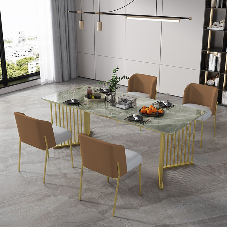 Metal Traditional Luxury Rectangle Table Indoor Table Top Top Fortered en pierre pour la cuisine et la salle à manger