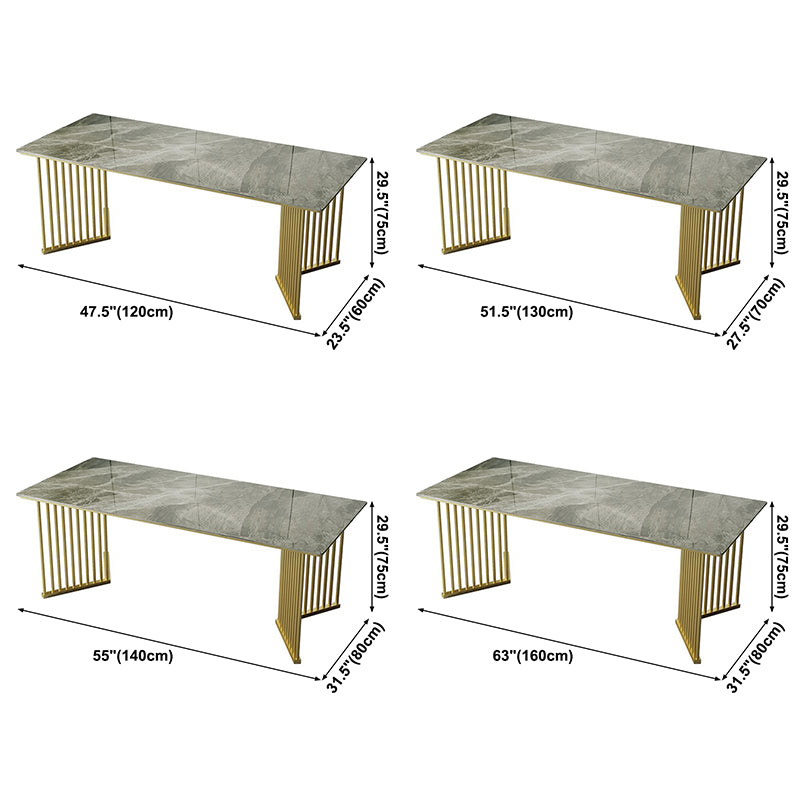 Metal Traditional Luxury Rectangle Table Indoor Table Top Top Fortered en pierre pour la cuisine et la salle à manger