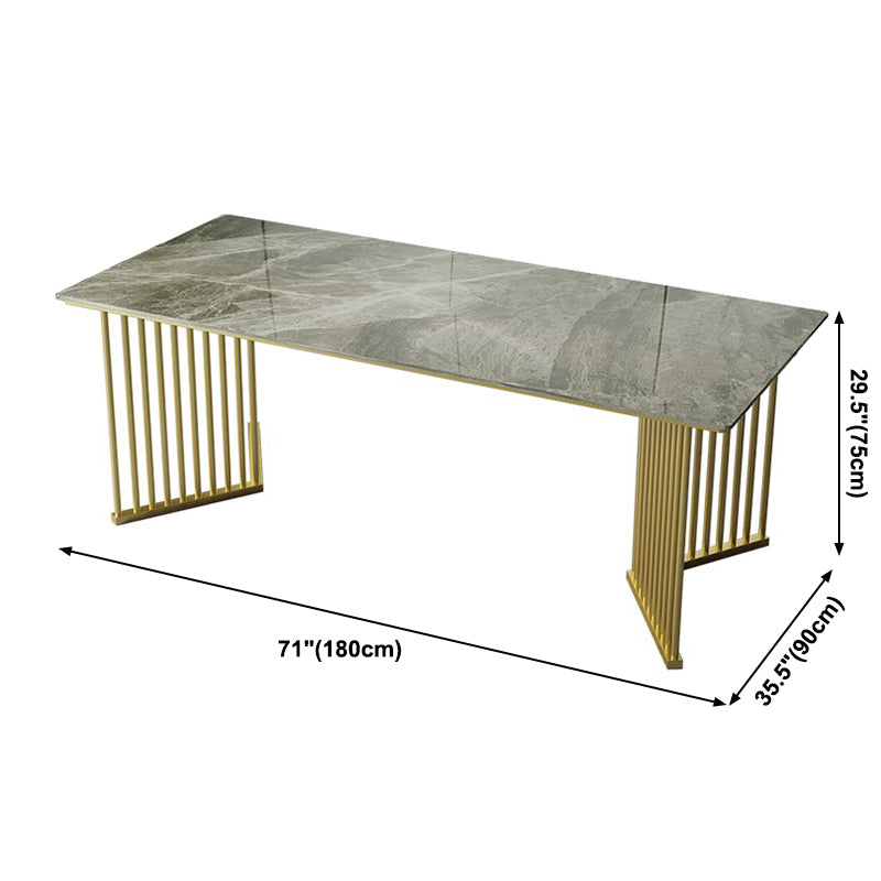 Metal Traditional Luxury Rectangle Table Indoor Table Top Top Fortered en pierre pour la cuisine et la salle à manger