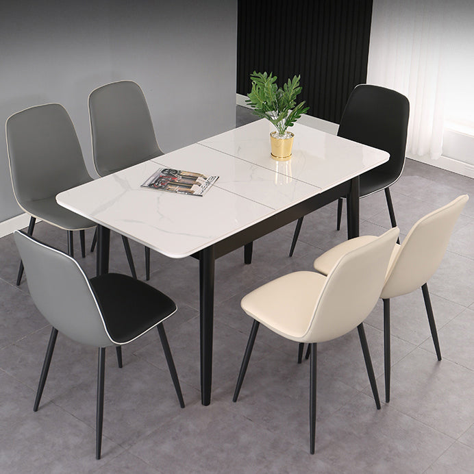 Modern Rectangle Dining Table Sintered Stone Dining Table with 4 Legs,47.2"L x 29.5"W x 29.5"H