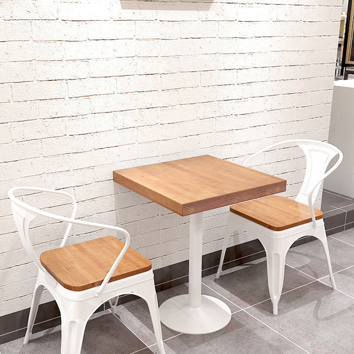 Solid Wood Industrial Style Dining Table Brown Top Table with White Frame for Dinning Room