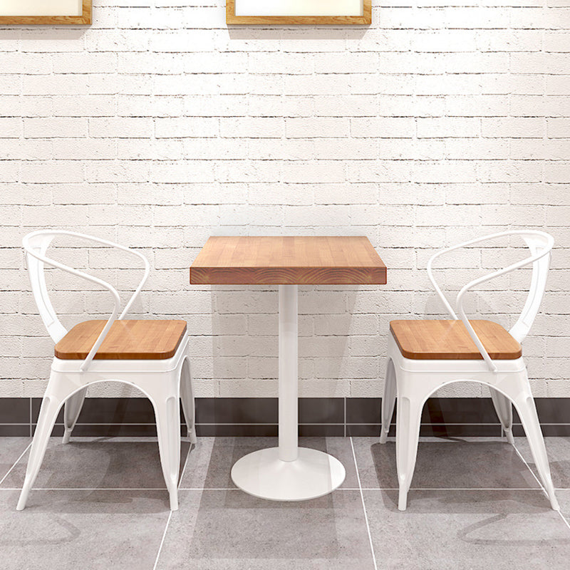 Solid Wood Industrial Style Dining Table Brown Top Table with White Frame for Dinning Room