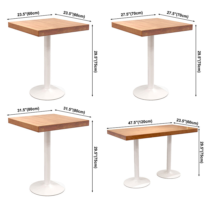 Solid Wood Industrial Style Dining Table Brown Top Table with White Frame for Dinning Room