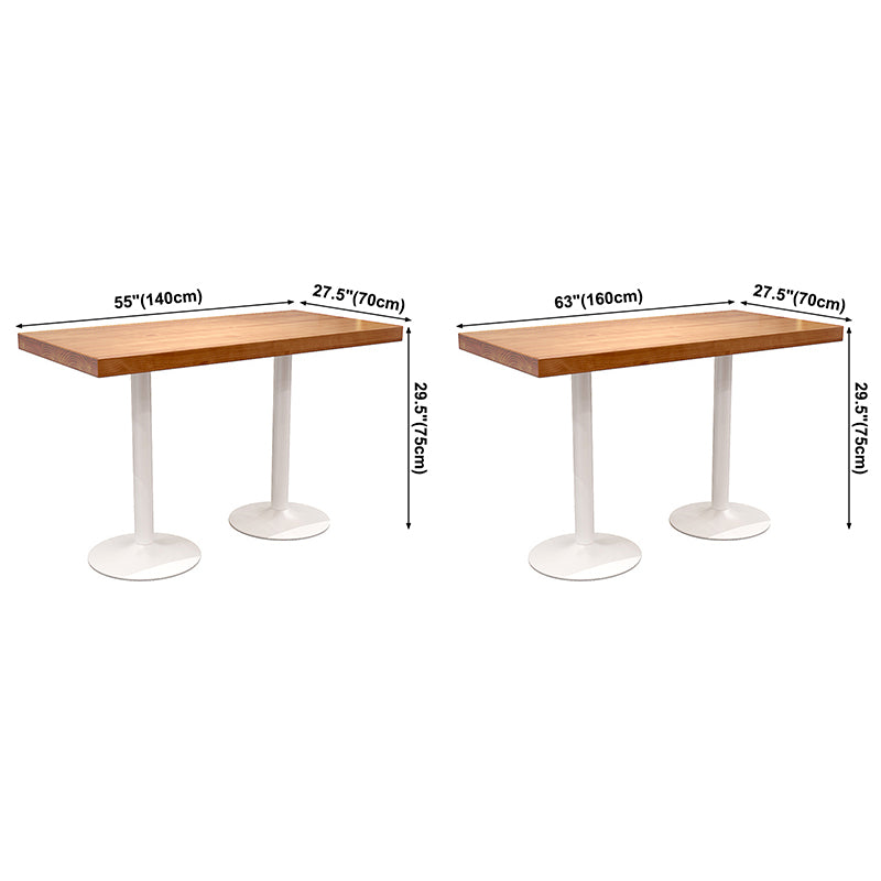 Solid Wood Industrial Style Dining Table Brown Top Table with White Frame for Dinning Room