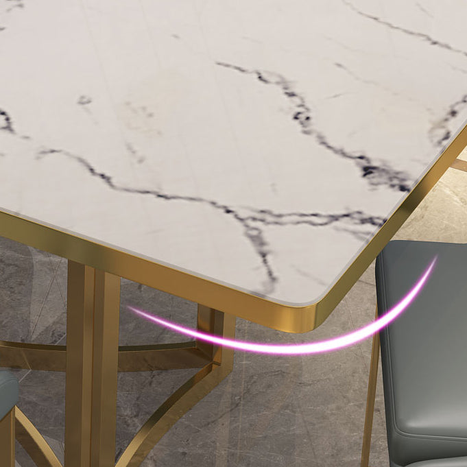 Metal Traditional Luxury Rectangle Indoor Table Sintered Stone Top Table for Dining Room