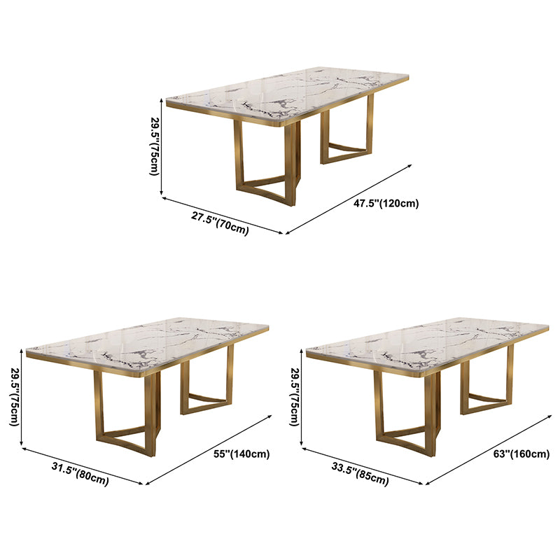 Metal Traditional Luxury Rectangle Indoor Table Sintered Stone Top Table for Dining Room