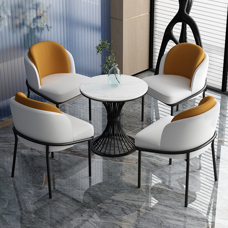 Mesa de comedor redonda de lujo tradicional mesa de comedor de piedra sinterizada con base de pedestal