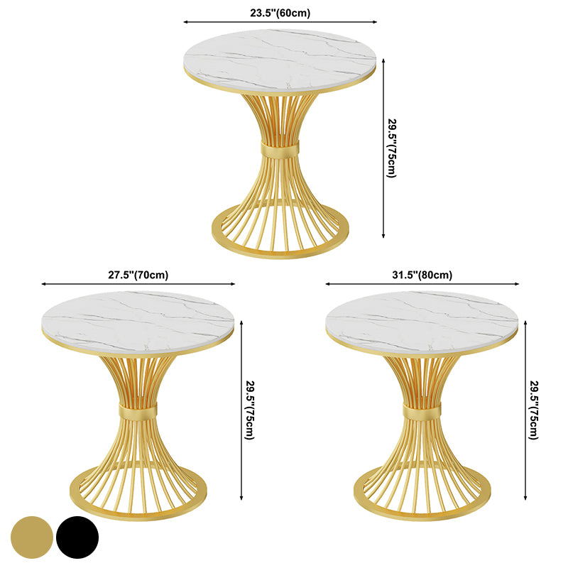 Mesa de comedor redonda de lujo tradicional mesa de comedor de piedra sinterizada con base de pedestal