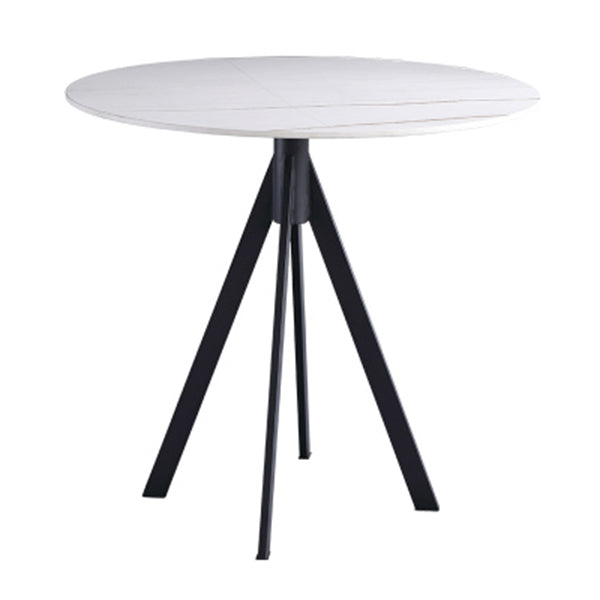 Round Sintered Stone Two-Color Dining Table Simplicity 4 Legs Table for Dining Room