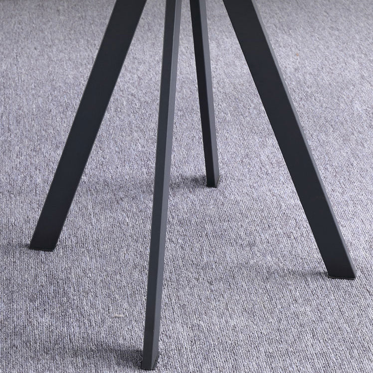 Round Sintered Stone Two-Color Dining Table Simplicity 4 Legs Table for Dining Room