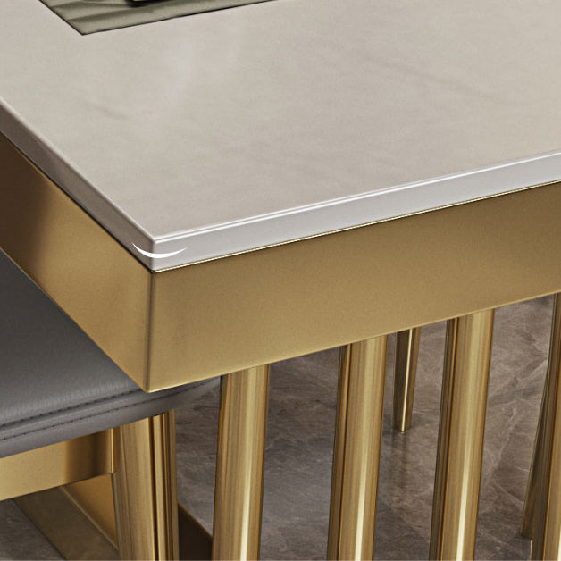 Glam Standard Kitchen Esstisch Weiß gesinterte Stein Esstisch mit Trestle Basis