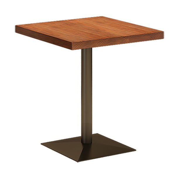 Solid Wood Industrial Style Dining Table Brown Square Table with Metal Base for Dinning Room