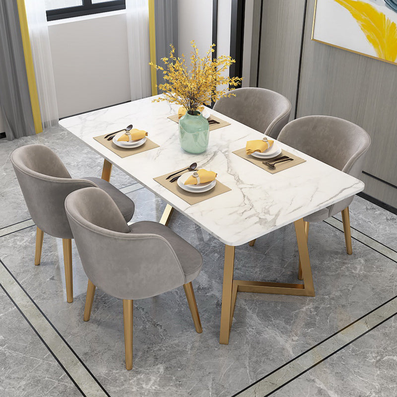 Mesa de comedor rectangular de lujo tradicional, muebles de mármol para el hogar