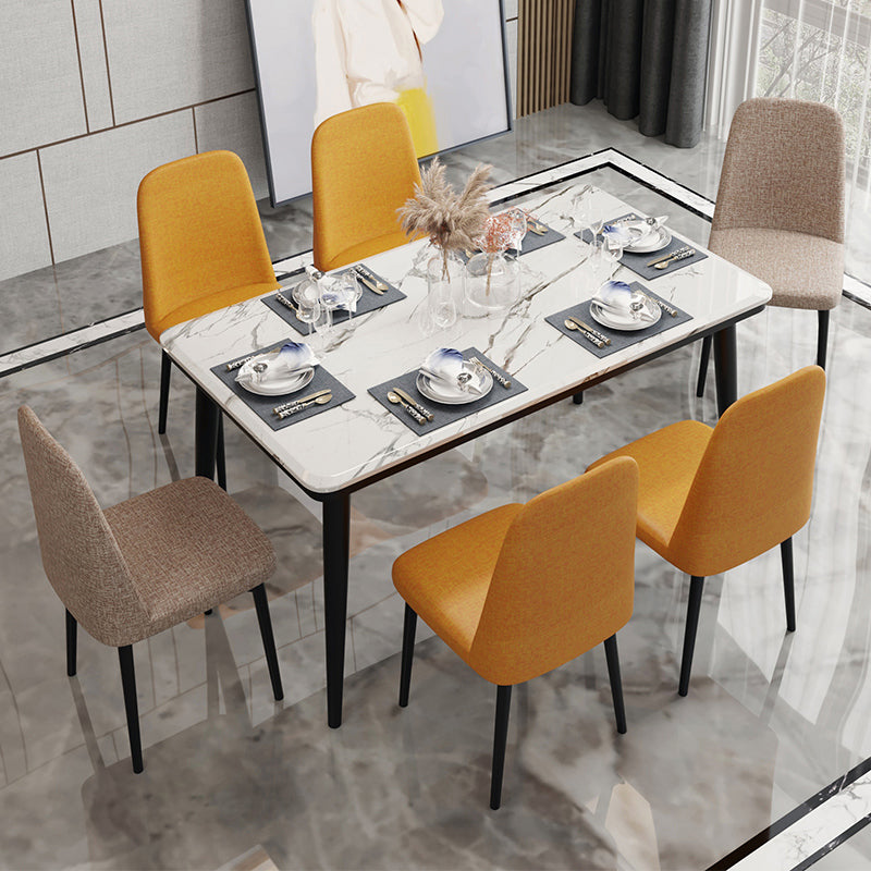 Chaise Parsons de maison scandinave, chaise de salle à manger rembourrée en métal à dossier solide