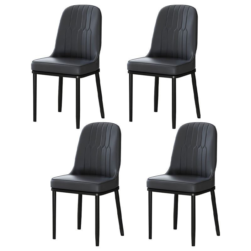 Metal Scandinavian Style Dining Chair Cushioned Parsons Armless Chair for Dining Room
