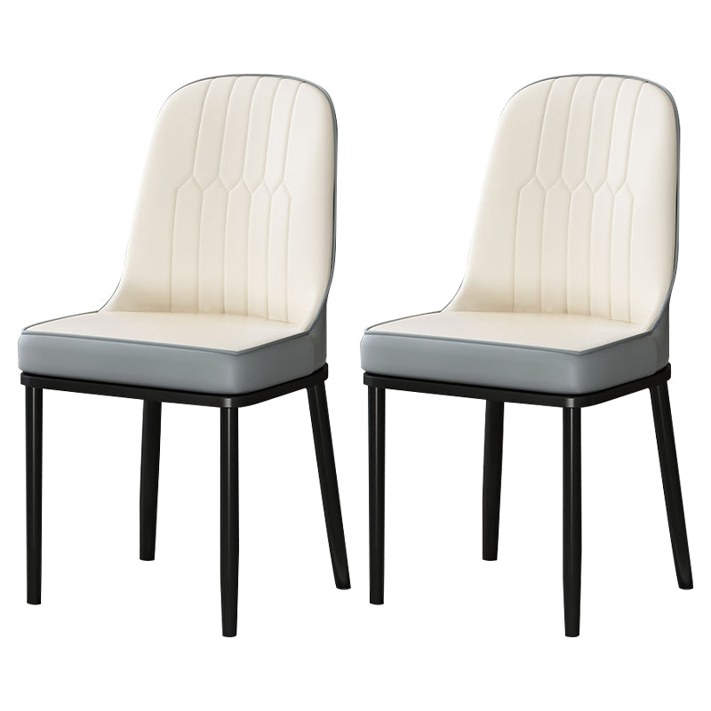 Metal Scandinavian Style Dining Chair Cushioned Parsons Armless Chair for Dining Room
