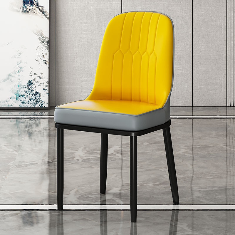 Metal Scandinavian Style Dining Chair Cushioned Parsons Armless Chair for Dining Room