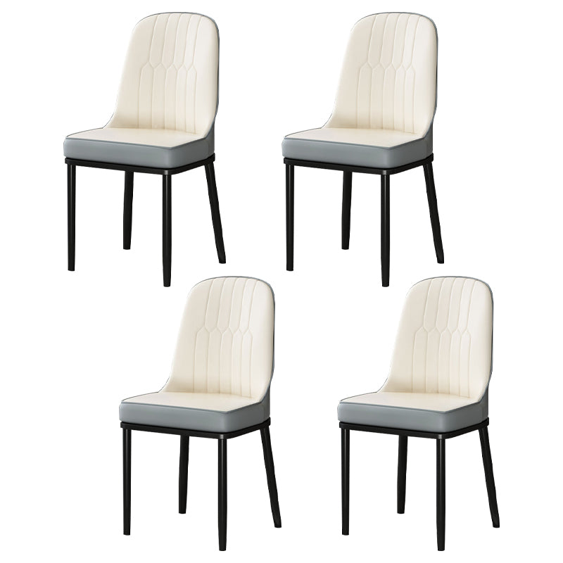 Metal Scandinavian Style Dining Chair Cushioned Parsons Armless Chair for Dining Room