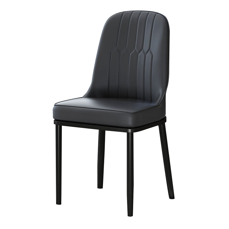 Metal Scandinavian Style Dining Chair Cushioned Parsons Armless Chair for Dining Room