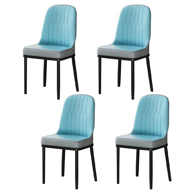 Metal Scandinavian Style Dining Chair Cushioned Parsons Armless Chair for Dining Room